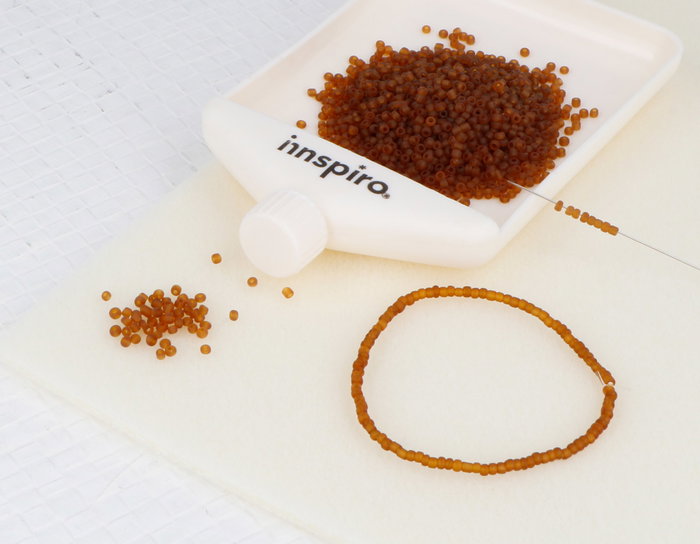 Innspiro Rocalla de Vidrio Redonda Glaseado Marrón 2,3mm 500g