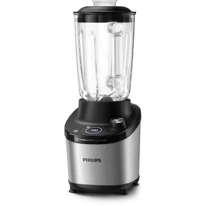Philips Batidora Vaso HR3760 2L 1500W Negra Metálica con Tecnología ProBlend Ultra y App NutriU