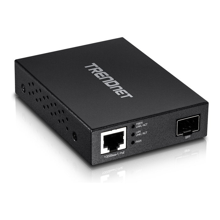 TRENDnet TFC-PGSFP Convertidor de Medios SFP Gigabit PoE PD Negro