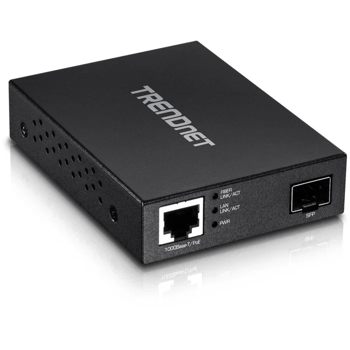 Trendnet TFC-PGSFP Convertidor de Medios Gigabit PoE PD SFP Negro