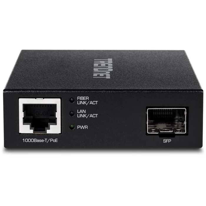 TRENDnet TFC-PGSFP Convertidor de Medios SFP Gigabit PoE PD Negro