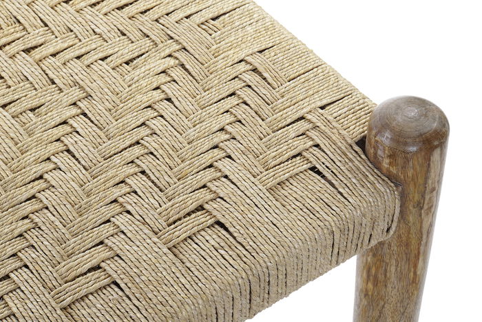 DKD Home Decor Descalzadora Bali1 Balines, Natural y Marrón, de Mango y Cuerda, 55 x 48 x 145 cm