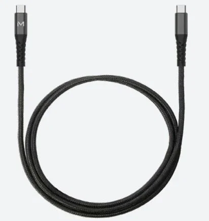 Mobilis 001342 Cable USB 1 m USB-C a USB-C (Macho/Macho) para Carga y Datos - Color Negro