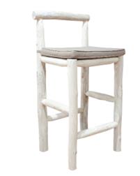 DKD Home Decor Taburete Teca y Poliéster Natural