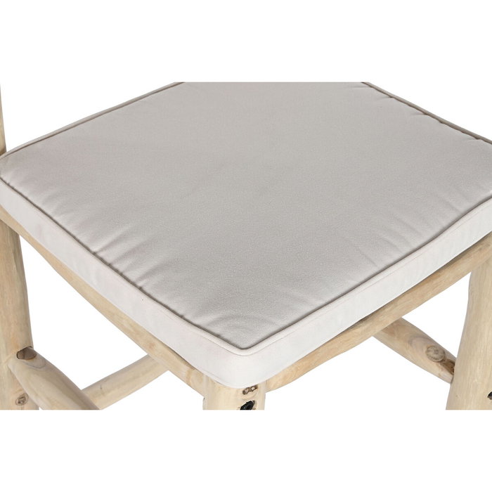 DKD Home Decor Taburete Teca y Poliéster Natural
