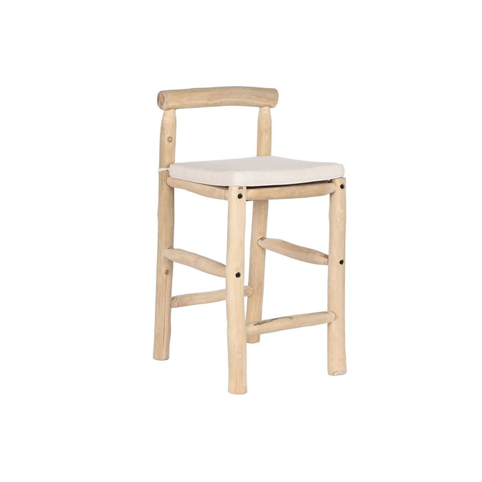 DKD Home Decor Taburete Teca y Poliéster Natural