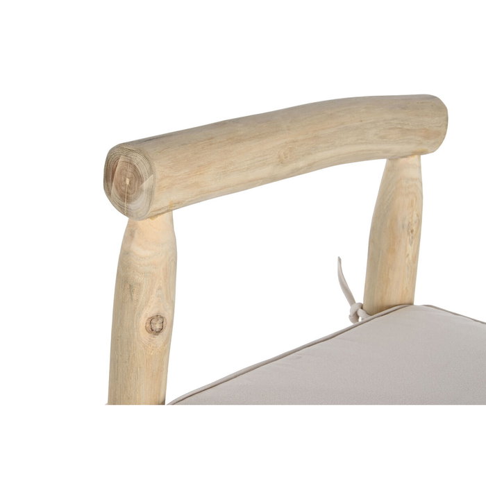 DKD Home Decor Taburete Teca y Poliéster Natural