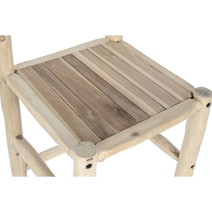 DKD Home Decor Taburete Teca y Poliéster Natural