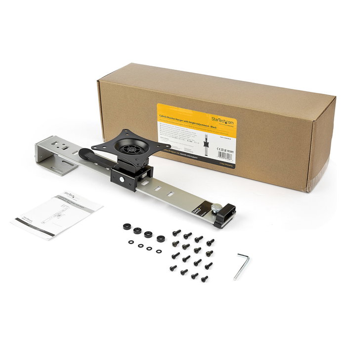 StarTech.com Soporte de Monitor para Cubículo - Brazo de Pared con Gancho o Abrazadera, Hasta 34 Pulgadas / 8 kg, VESA 75x75 y 100x100 mm, Inclinación y Giro Ajustable, Color Plata