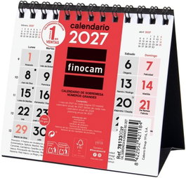 FINOCAM Calendario de Sobremesa Triangular Mensual 2027 Números Grandes XXS