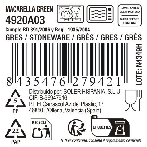 La Mediterranea Plato "Macarella Green" 20,5 cm de diametro - Plato de postre o ensalada (24 Unidades)
