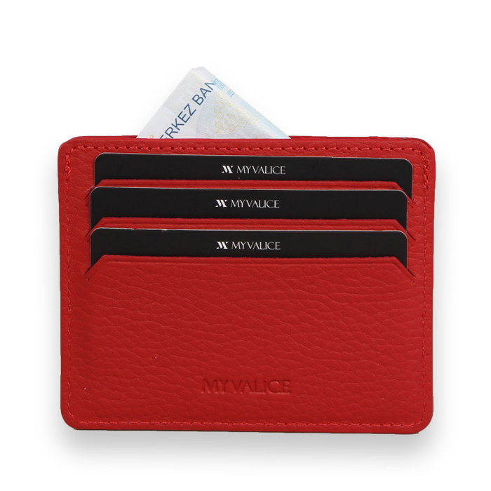 Zoozie Bags Cartera 4359 de Piel Auténtica para Mujer, con 6 Tarjetas y Billetero, Color Rojo