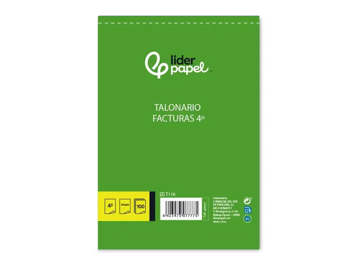 Liderpapel Talonario de facturas cuarto con IVA Liderpapel Talonario de facturas cuarto con IVA