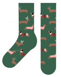 DKD Home Decor Calcetines de Algodón Surtidos 36-40 en Verde y Rojo