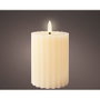 Lumineo Vela LED Cera Beige Efecto Llama, Superficie con Relieve, ø7,5 x 12,3 cm