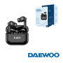 Daewoo Auriculares TWS Inalámbricos Bluetooth 5.4 Negro, Cancelación Activa de Ruido (ANC) y ENC, Pantalla Nivel de Carga, 35mAh auricular, 450mAh estuche