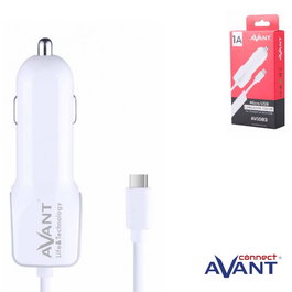 Avant Connect Cargador de Coche 1A Blanco con Cable Micro USB Espiral