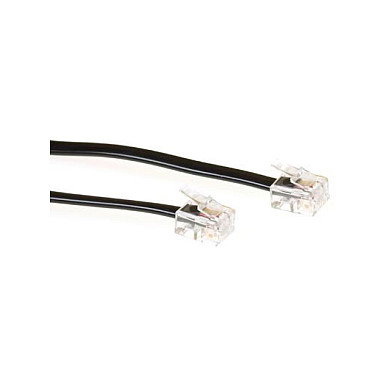 ACT Cable telefónico modular plano de 3 metros con conectores RJ-11 en color negro ACT Cable telefónico modular plano de 3 metros con conectores RJ-11 en color negro