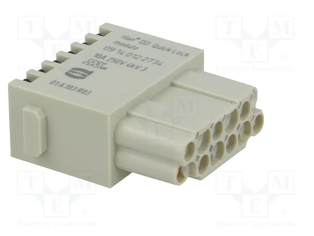 HARTING Han DD Quick-Lock module, hembra, 12 PIN, dorado