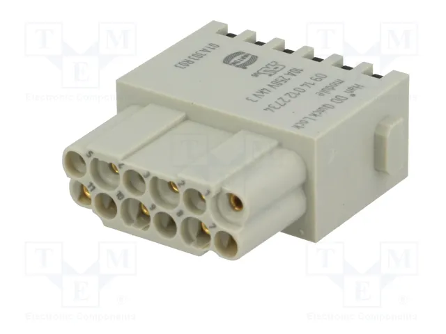 HARTING Han DD Quick-Lock module, hembra, 12 PIN, dorado