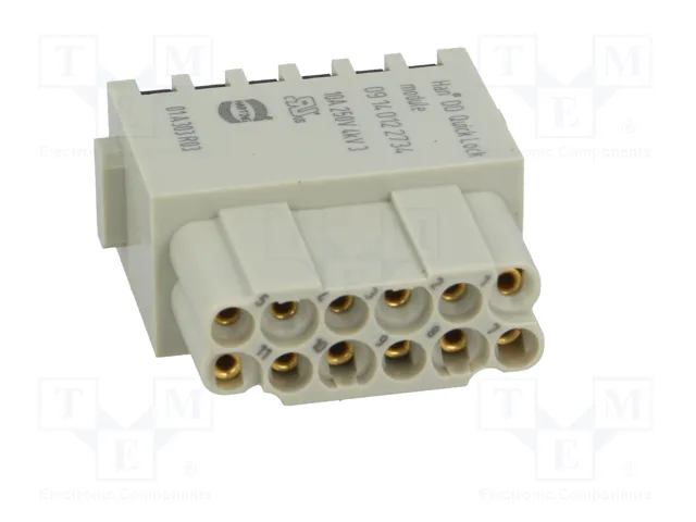 HARTING Han DD Quick-Lock module, hembra, 12 PIN, dorado