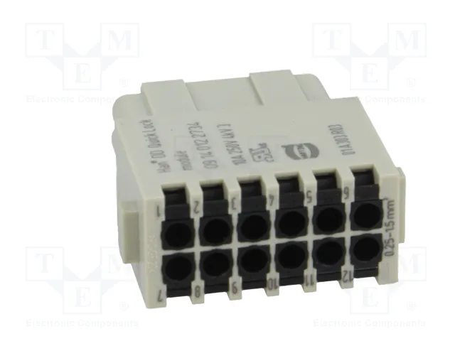 HARTING Han DD Quick-Lock module, hembra, 12 PIN, dorado