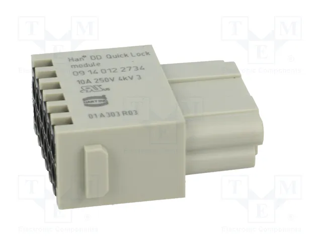 HARTING Han DD Quick-Lock module, hembra, 12 PIN, dorado