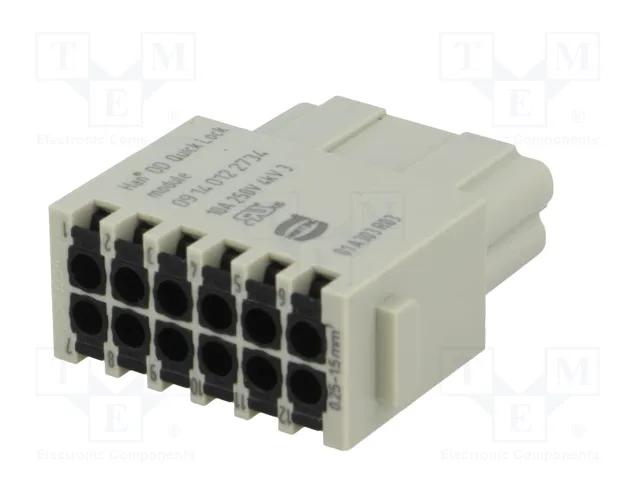 HARTING Han DD Quick-Lock module, hembra, 12 PIN, dorado