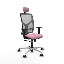 PIQUERAS Y CRESPO Silla de oficina Motilla Rosa y Gris con mecanismo Sincro/Traslack