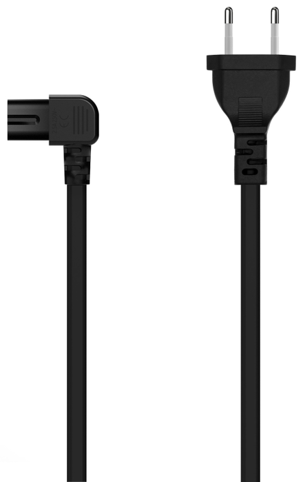 Aisens Cable de Alimentación Forma 8 CEE7/16 a C7 Acodado Negro 1.8m