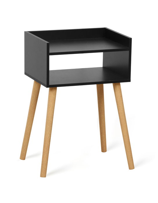 Inde Mesita de Noche Auxiliar de Madera en Negro, Mueble, 32.5 x 9.3 x 43.7 cm (2 Unidades)