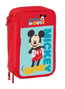 Safta Plumier Escolar Triple 37 Piezas Mickey Mouse, 3 Cremalleras, Dimensiones 195x125x55 mm