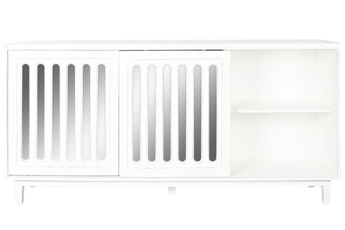 DKD Home Decor Buffet de Mango y Espejo Blanco 175x40,5x83,5