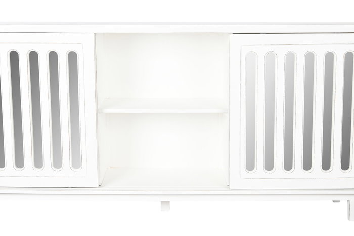 DKD Home Decor Buffet de Mango y Espejo Blanco 175x40,5x83,5