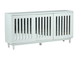 DKD Home Decor Buffet de Mango y Espejo Blanco 175x40,5x83,5