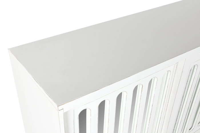 DKD Home Decor Buffet de Mango y Espejo Blanco 175x40,5x83,5