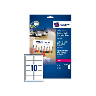 AVERY Zweckform Tarjetas de visita C32026-10 satinadas blancas 270 g/qm, 100 unidades de pack de unidades