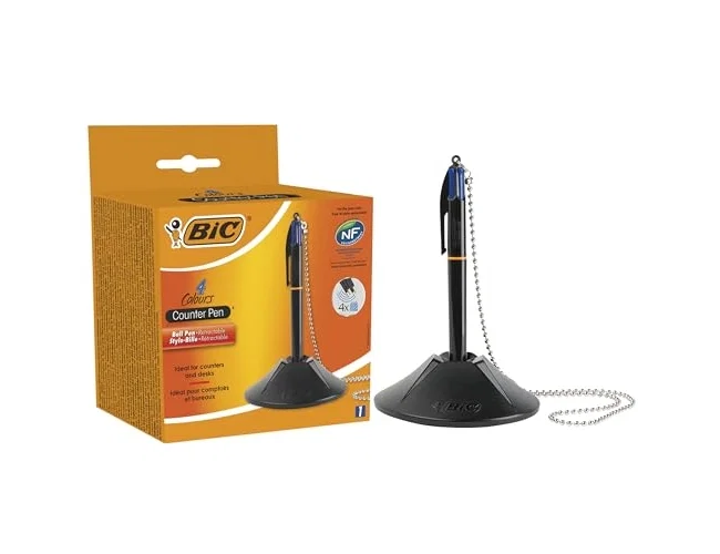 Bic Bolígrafo 4 Colores con Peana y Cadena Bic Bolígrafo 4 Colores con Peana y Cadena
