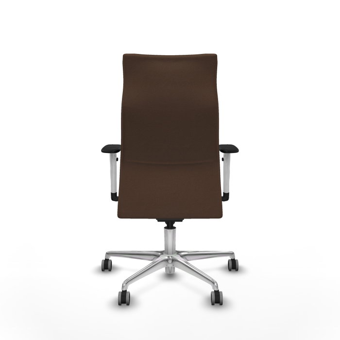 PIQUERAS Y CRESPO Sillón Albacete con Mecanismo Sincro, Tela Marrón Oscuro y Base de Aluminio