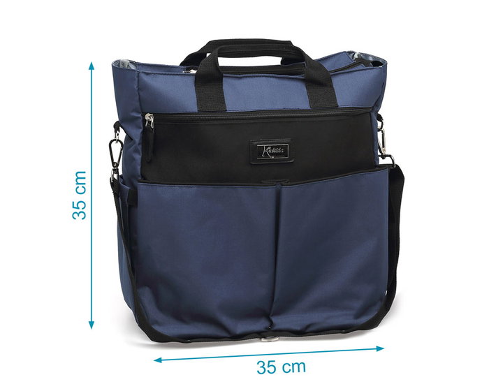KioKids Bolso Bandolera Maternidad Azul Marino Práctico y Ligero con Múltiples Departamentos y Bolsillos Incluye Cambiador