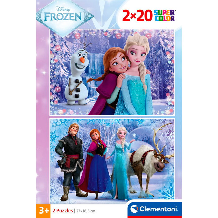 Clementoni 2x20 Puzles de Cartón Frozen Disney, 2 Puzzles de 20 Piezas Cada Uno, Ref. 24825
