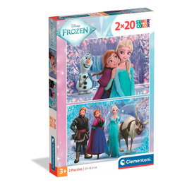 Clementoni 2x20 Puzles de Cartón Frozen Disney, 2 Puzzles de 20 Piezas Cada Uno, Ref. 24825