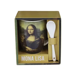 Enesco Taza de Cerámica con Cuchara Mona Lisa - Diseño Basado en el Cuadro Famoso