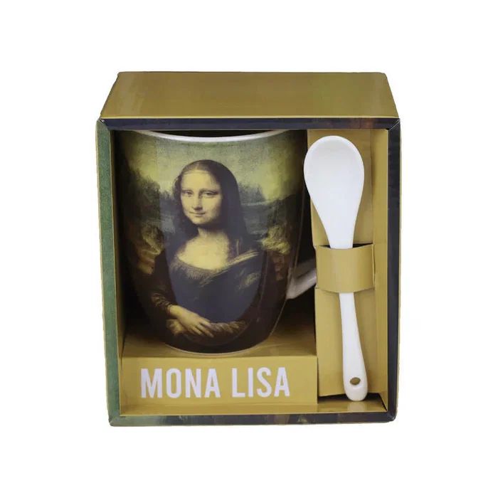 Enesco Taza de Cerámica con Cuchara Mona Lisa - Diseño Basado en el Cuadro Famoso