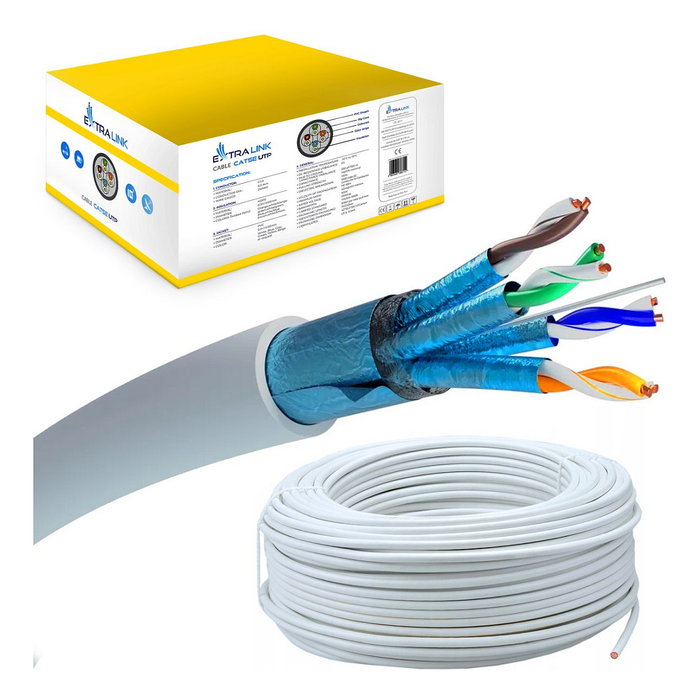 Extralink Cable de red CAT6A FTP (F/FTP) V2 Interior 500m Gris