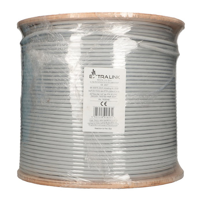 Extralink Cable de red CAT6A FTP (F/FTP) V2 Interior 500m Gris