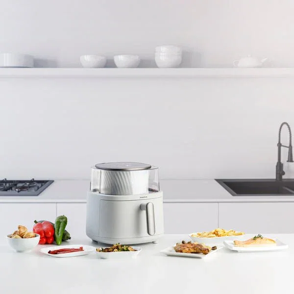 Taurus Aero Crisp Spin 6L Freidora de Aire sin Aceite con Tecnología ActiFry, 1550W, 10 Programas, Temporizador 60 min, Ventana 360°, Capacidad 6L, Color Blanco