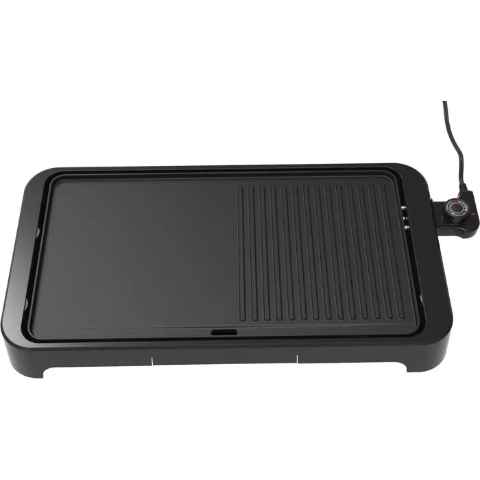 Arthur Martin AMPL204 Plancha Eléctrica Profesional 2000W, Placa Antiadherente Doble Zona, Termostato Regulable, Color Negro