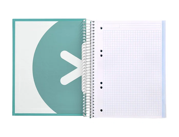Antartik Cuaderno espiral A5 micro tapa forrada 120h 90g cuadro 5mm color menta