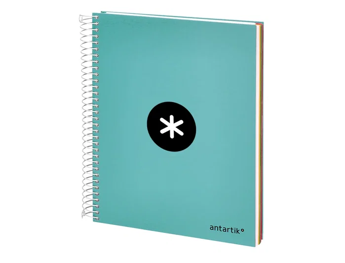 Antartik Cuaderno espiral A5 micro tapa forrada 120h 90g cuadro 5mm color menta
